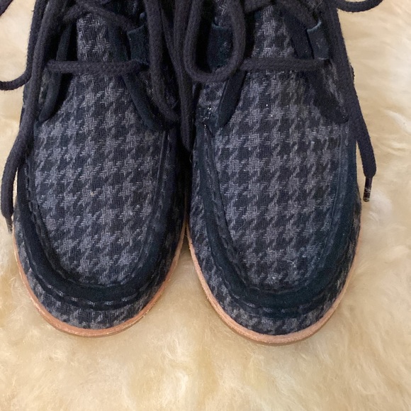 G. H. Bass Houndstooth Cloth and Suede Leather Wedge Moccasin Loafer size 8 - Picture 4 of 13